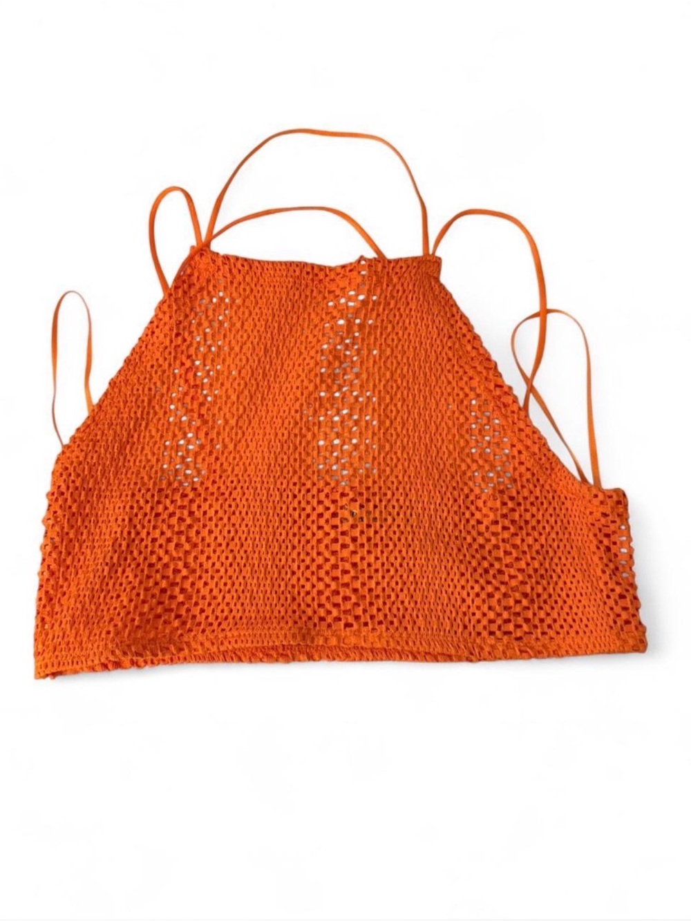 NWT/ Zara Orange Crochet Halter Crop Top Size: Large